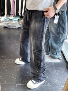 2025美式裤子多口袋重工工装裤男秋季新款小众复古痞帅直筒牛仔裤