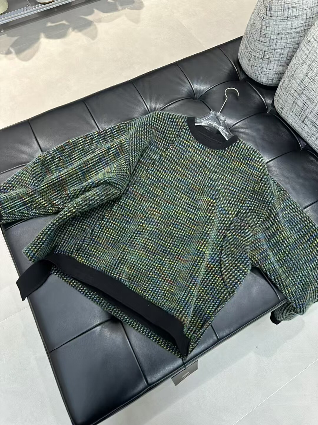 潮牌冬季重磅圆领卫衣男日系复古撞色结构拼接宽松青年针织毛衣潮