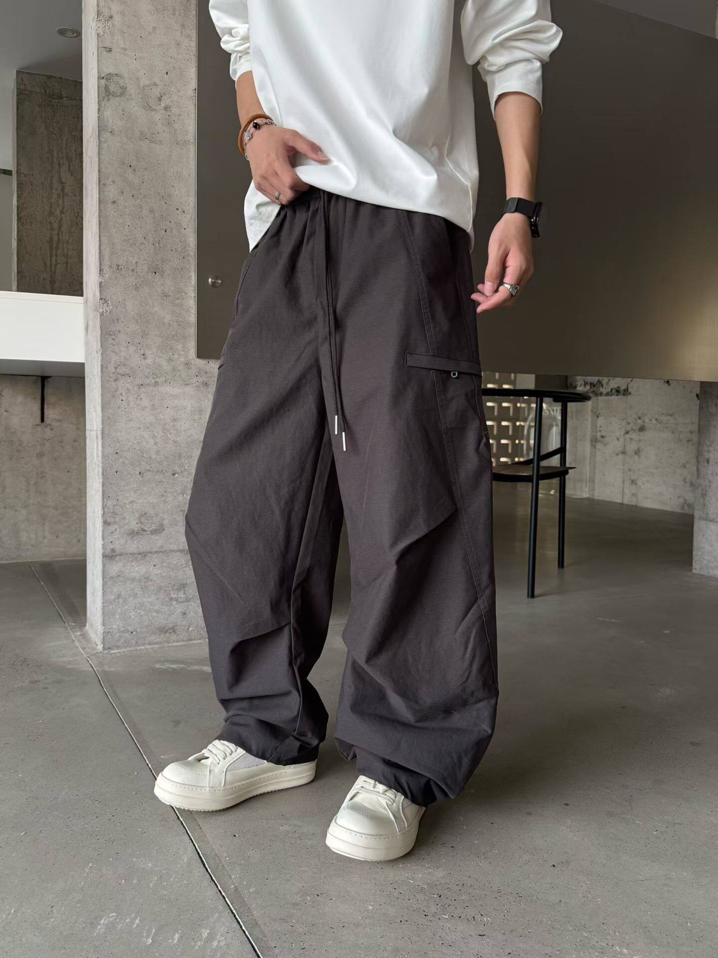 乾尚秋季男装多口袋直筒工装裤欧货潮流宽松休闲运动裤男士哈伦裤