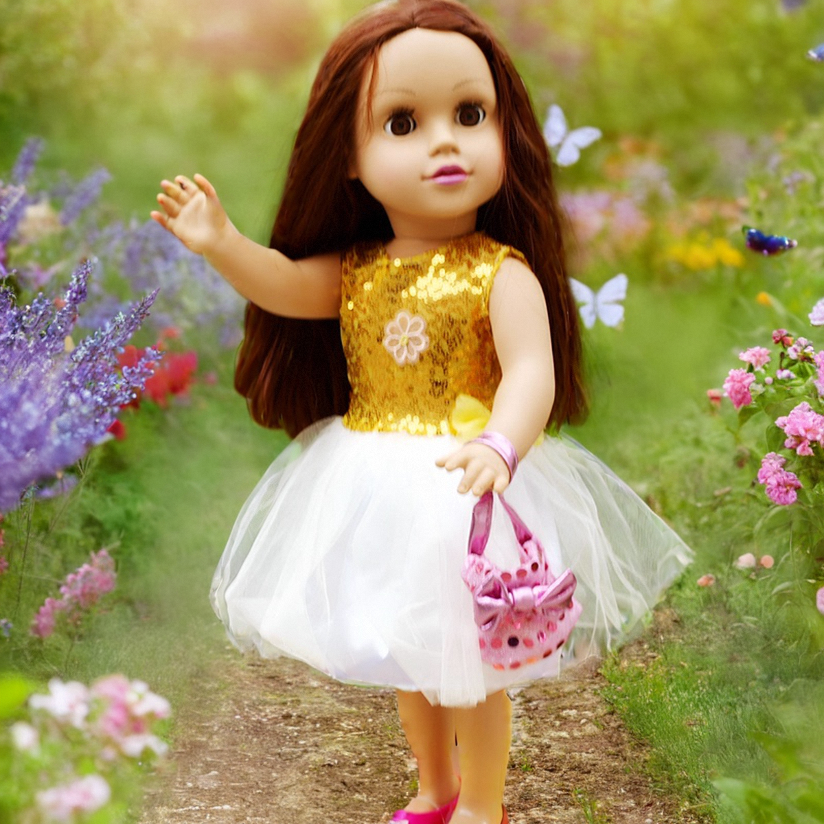 美国女孩洋娃娃玩具会眨眼带音乐