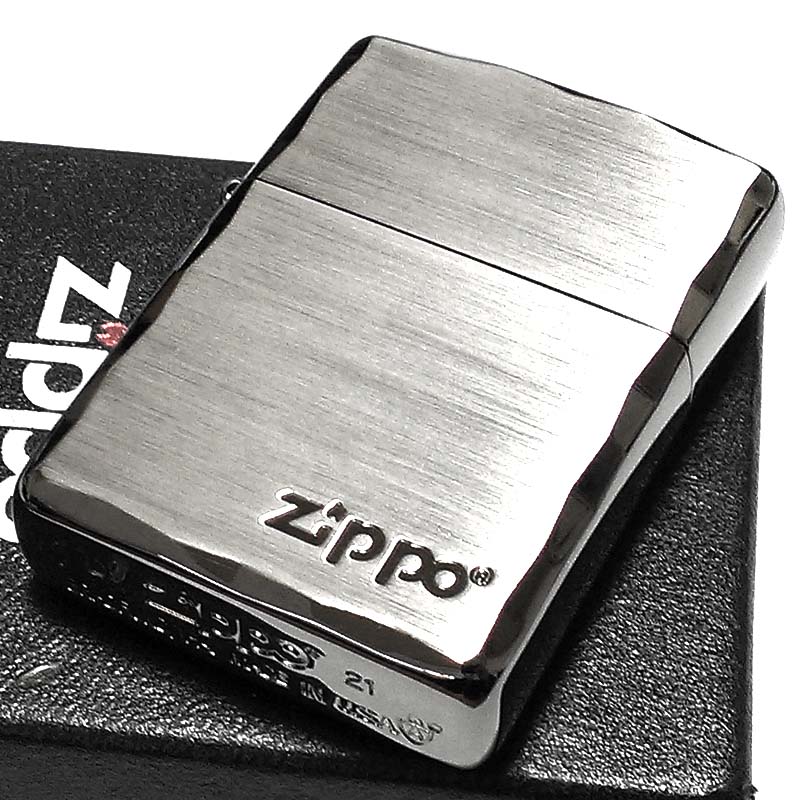 日本代购正品zippo打火机厚重简约logo标志银色拉丝黑色Armor防风