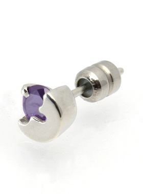 日本代购 AZZURRO 紫色CZ镶钻半圆925银潮男个性时尚配饰耳饰耳钉