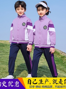 小学生紫色校服套装三四件套儿童运动会班服幼儿园园服春秋老师装