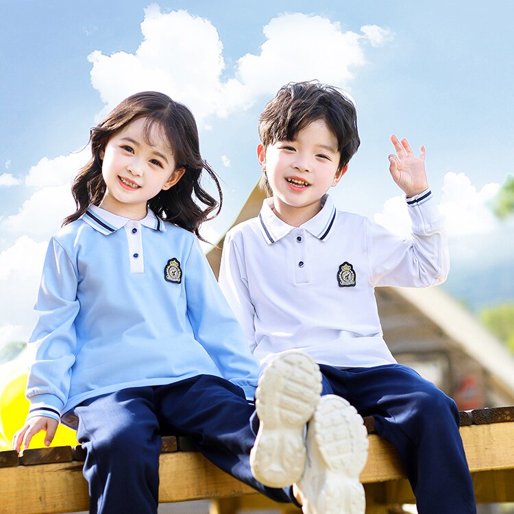 秋季学生校服内搭Polo衫大童长袖纯棉班服T恤春秋幼儿园教师园服t