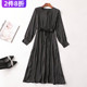 圆领长袖 243945 人丝秋加长款 连衣裙