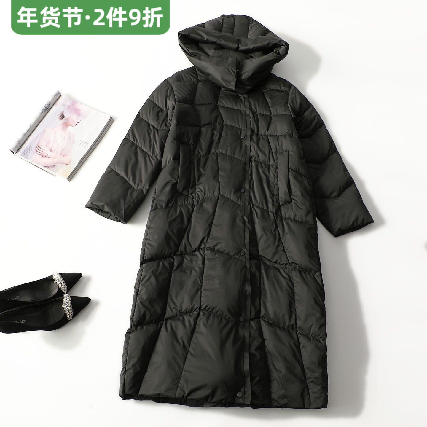 413077 冬加长款单排扣长袖羽绒服,女装/女士精品,羽绒服,淘宝优惠券,粉丝福利购,淘宝优惠卷