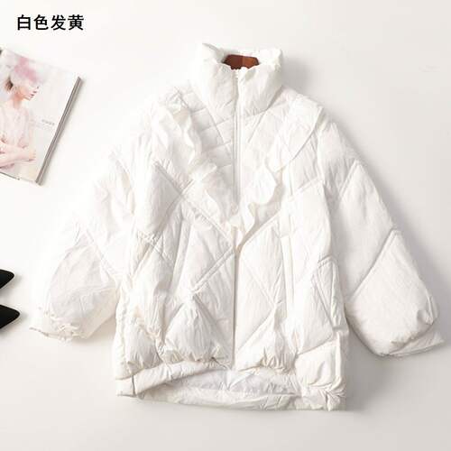 410682瑕疵清货超值女装精品90白鸭绒白色短款冬长袖羽绒服