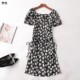 一字领短袖 403973 夏长款 印花连衣裙