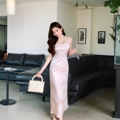 411506超值精品女装 新款 光面仿醋酸洋气气质吊带夏连衣裙