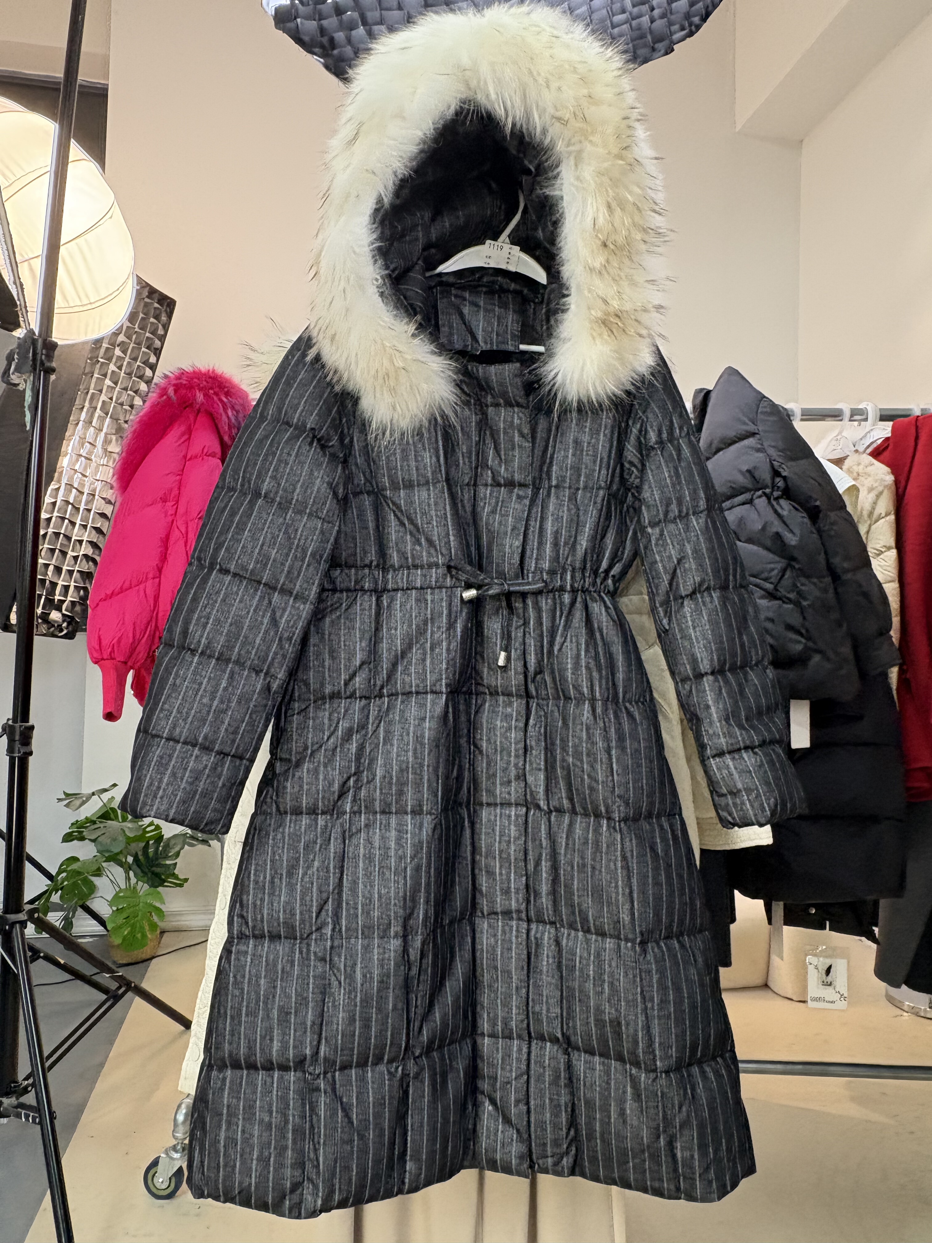 孤品高档女装超值好货真毛气质鸭绒90冬长款连帽羽绒服