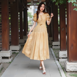 409136超值精品女装 连衣裙 品质精品亲肤天然面料女人味夏长裙短袖