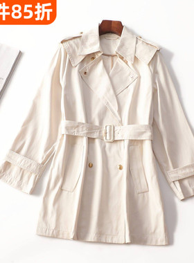 412301推荐高品质女装超值精致洋气秋中长款单排扣长袖风衣