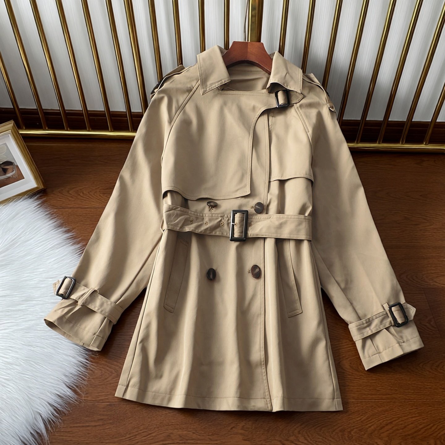 412478新款超值精品女装25秋季洋气气质外套中长款单排扣长袖风衣,女装/女士精品,风衣,淘宝优惠券,粉丝福利购,淘宝优惠卷