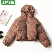 245125清货超值女装 羽绒服 连帽长袖 小个子90白鸭绒冬季 面包服短款