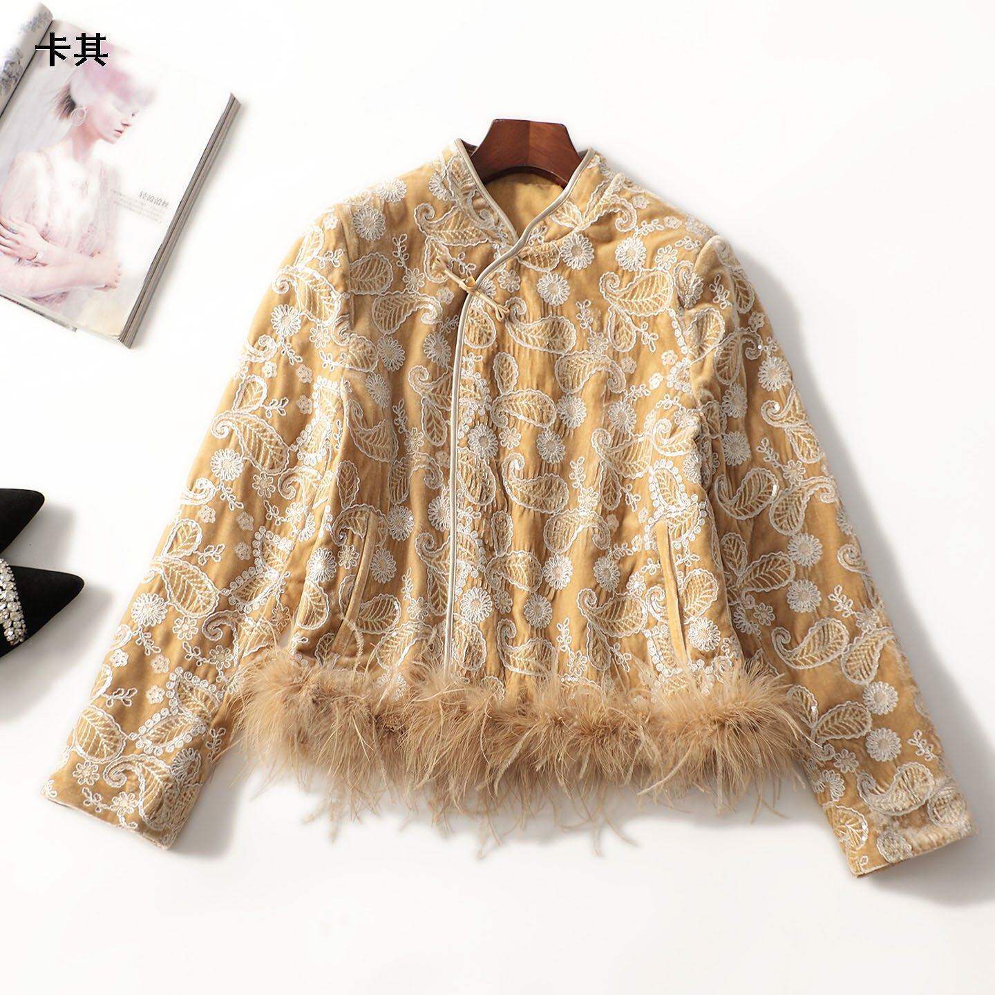 412879推荐太好看新款高档女装奢华重工冬中长款单扣长袖外套棉衣