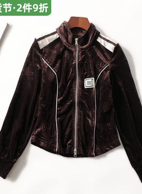 247403 秋中长款拉链长袖外套