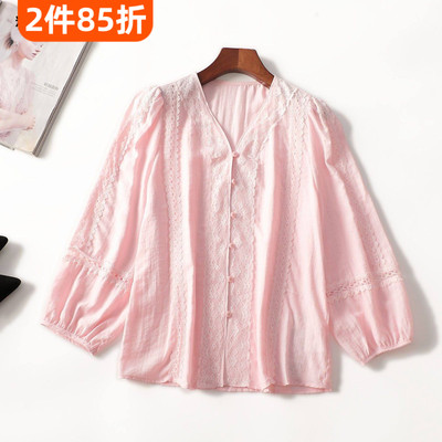 412097 秋中长款单排扣九分袖衬衫