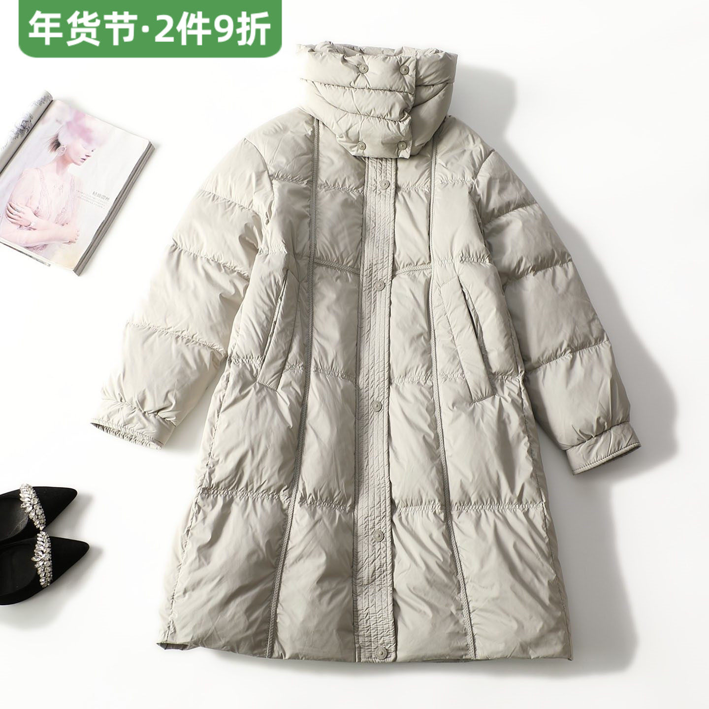 413078 冬长款单排扣长袖羽绒服,女装/女士精品,羽绒服,淘宝优惠券,粉丝福利购,淘宝优惠卷