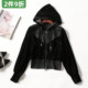 247693超值南油高货女装 女士 外套时尚 丝绒连帽秋短款 拉链长袖