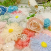 diy装 仙气飘飘 纯手工钉珠轻盈马海毛手钩花辅料耳环服装 饰花朵