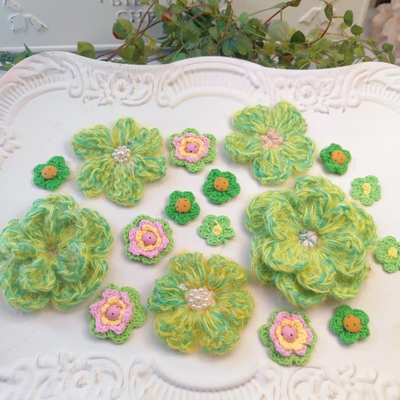 捡漏清库存手工毛线花朵胸花材料头饰服装辅料单价图片所有整组