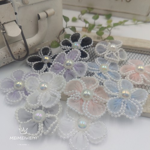 欧根纱花朵婚纱礼服DIY手工装饰