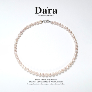 8mm近圆淡水无核珍珠项链轻奢时尚 DARA戴拉925银7 锁骨链妈妈链