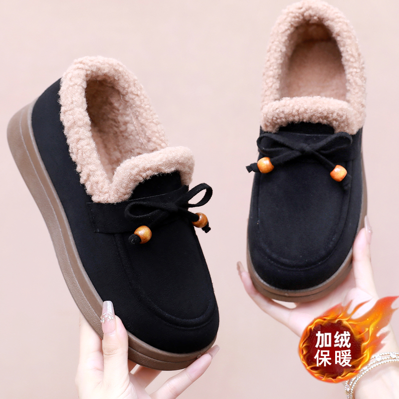 冬季加绒加厚雪地靴女老北京布鞋女防滑休闲棉靴保暖妈妈鞋女棉鞋