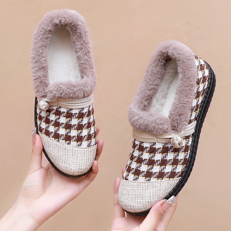 冬季鞋子女小香风毛毛鞋外穿老北京布鞋女加绒保暖妈妈棉鞋豆豆鞋,女鞋,棉鞋,淘宝优惠券,粉丝福利购,淘宝优惠卷