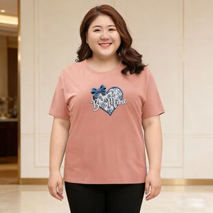 宽松显瘦百搭夏装 大码 t恤胖mm遮肚上衣藏肉半袖 正肩短袖 女装