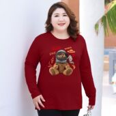 T恤 宽松大码 200斤打底衫 秋季 春夏胖妹妹宽松遮肚长袖 上衣女特大码