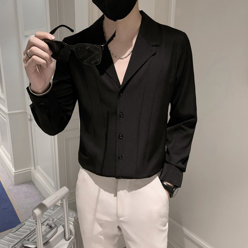 2025秋天设计感西装领衬衣潮男长袖衬衫M-4XLA02-P55,男装西服套装,电商B372