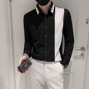 设计感衬衣服帅气修身潮男长袖衬衫  控价75以上 M-4XL  A131-P55图片