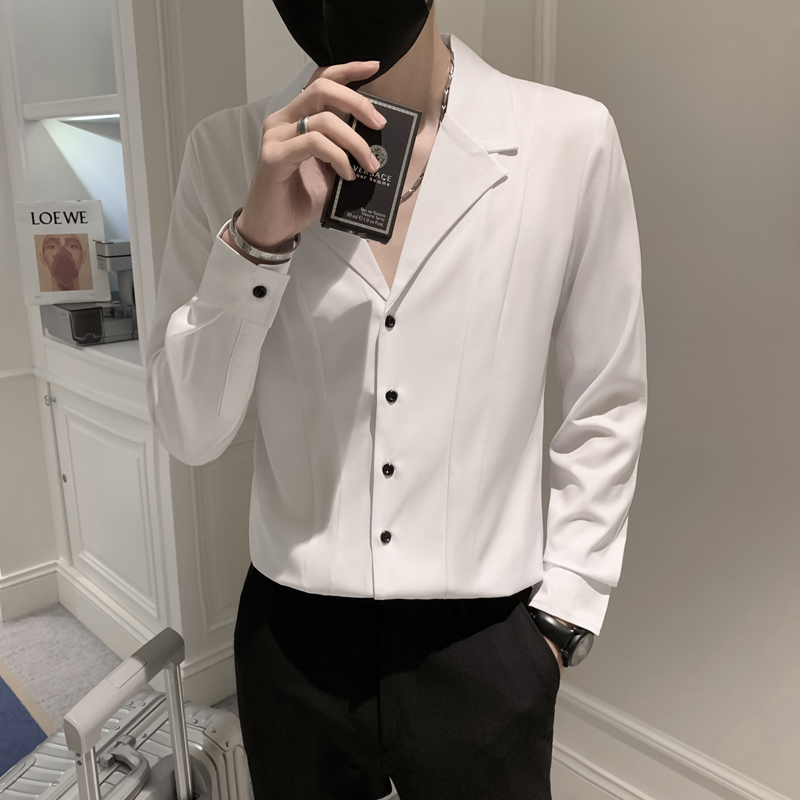 高级感西装领帅气修身2024新款潮男士长袖衬衫M-4XLA02-P55，男装衬衫，电商B372