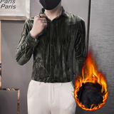 韩绒男士衬衫长袖秋冬天2025新款高档加绒加厚寸衫HF666-特P70，男装衬衫，电商B372