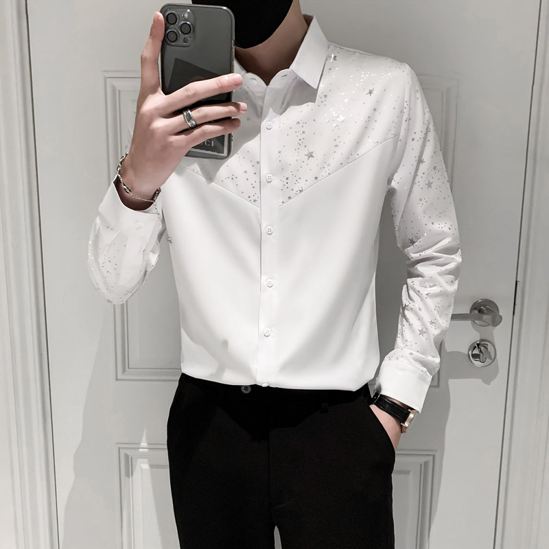 2025秋装高级感上衣服免烫潮男长袖衬衫M-4XLA136-P55,男装衬衫,电商B372