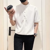 社会小伙店主风无头英伦2025夏季新款男士短袖衬衫A262-P58控78，男装T恤，电商B372