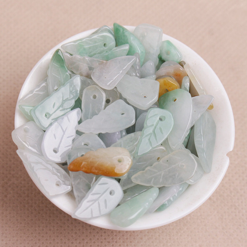 diy翡翠树叶项链配饰散珠