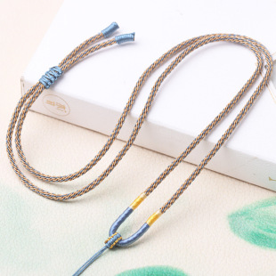 拼色玉米挂绳手工编织绕线项链绳翡翠玛瑙挂坠绳可调男女款 挂脖绳