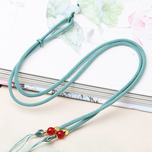 横穿项链挂绳编织绑天珠平安扣金锁路路通绳翡翠黄金转运珠挂件绳