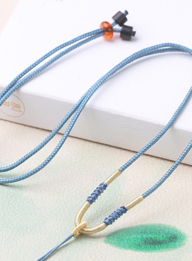 简约吊坠素绳百搭翡翠平安扣玉牌黄金挂绳细款如意线调节挂件绳子