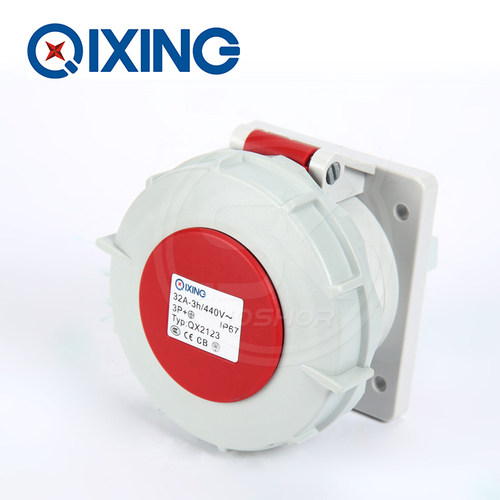QX2123工业插座插头 4P32A冷藏箱插座440V 3H船用暗装插座 3P+E