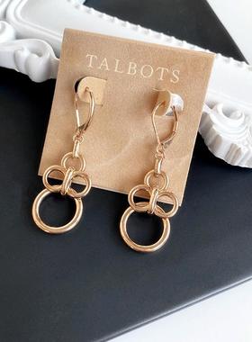 【特】高知气质款轻奢TALB0TS简约法式设计感黄铜镀金圆环耳环女