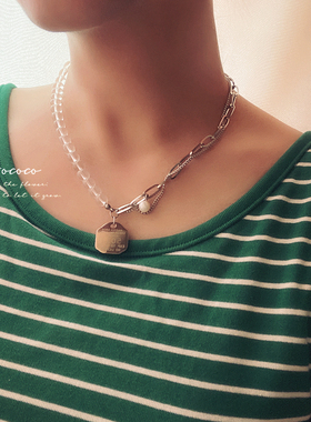 夏日清爽韩国个性设计感拼接项链