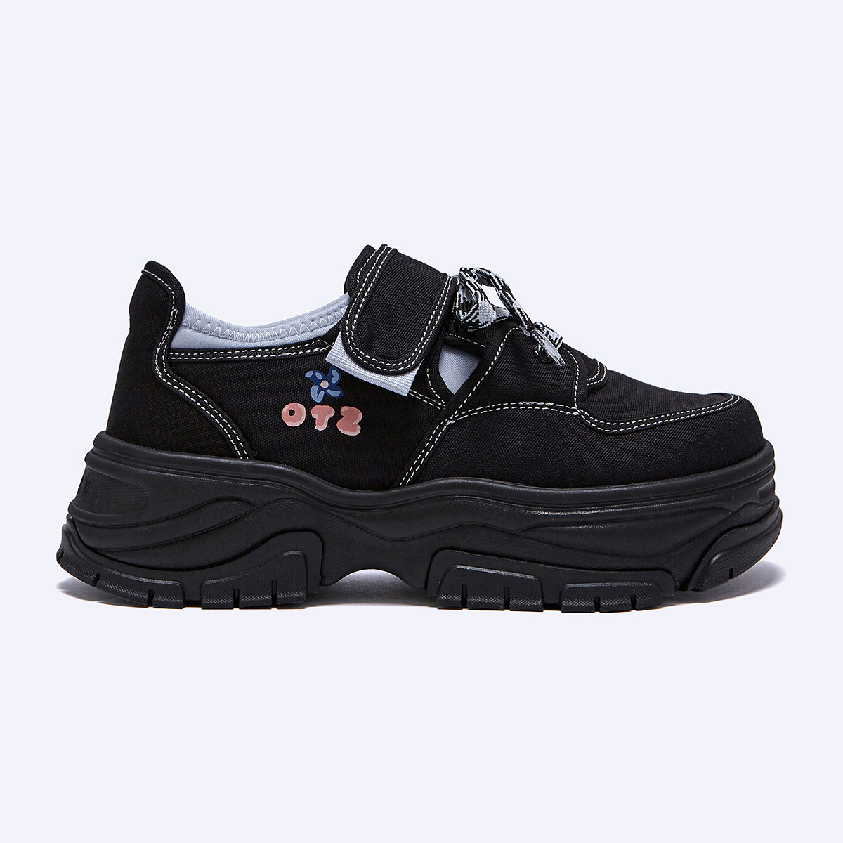 首尔的米家OTZShoes 女鞋Yislow联名3300黑色帆布松糕底鞋渔夫鞋