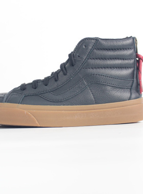 首尔的米家VANS女鞋SK8 HI黑色皮革拉链牛筋底休闲滑板鞋运动鞋