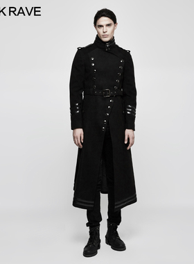 小破亚文化 PUNK RAVE pr朋克状态男装 赛博朋克军装风呢料外套