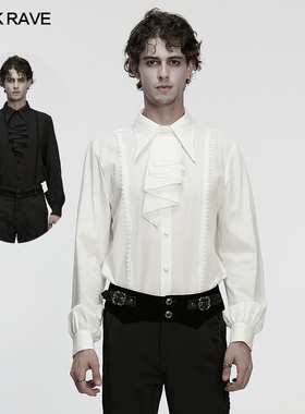 小破亚文化 PUNK RAVE 朋克状态男装 复古中世纪宫廷玫瑰提花衬衫