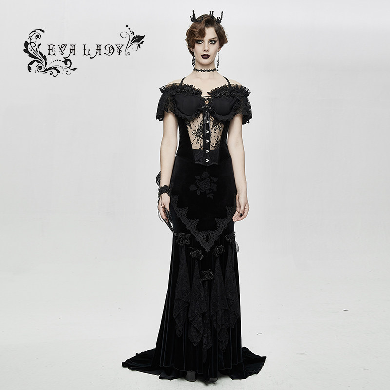 小破亚文化 eva lady's女装 暗黑复古视觉系带后摆吊带束身衣T恤