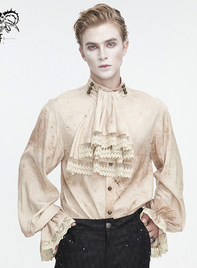 小破亚文化 DEVIL FASHION恶魔时尚男装 复古中世纪扎染提花衬衫